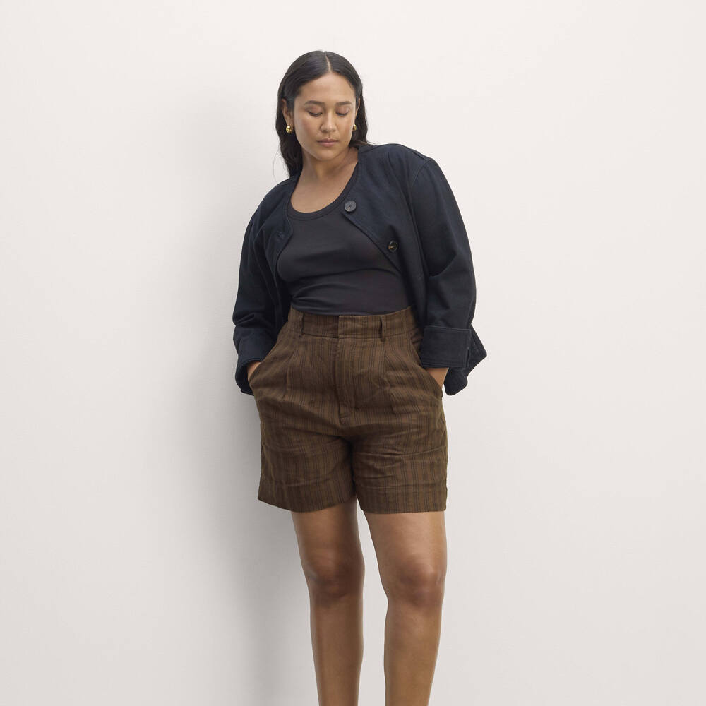 Everlane Brown Plaid High-Rise Women’s Shorts